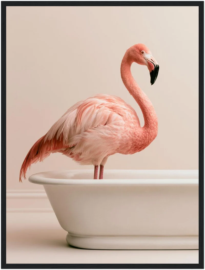 Flamingo in Badewanne Poster