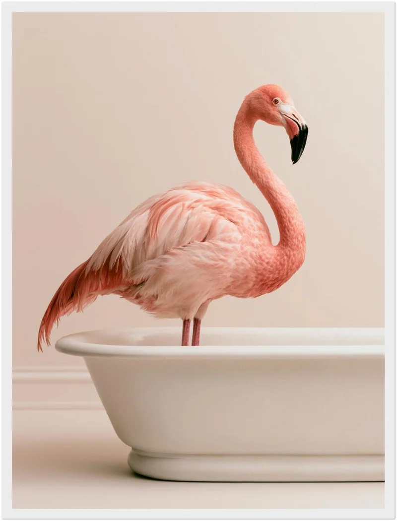 Flamingo in Badewanne Poster
