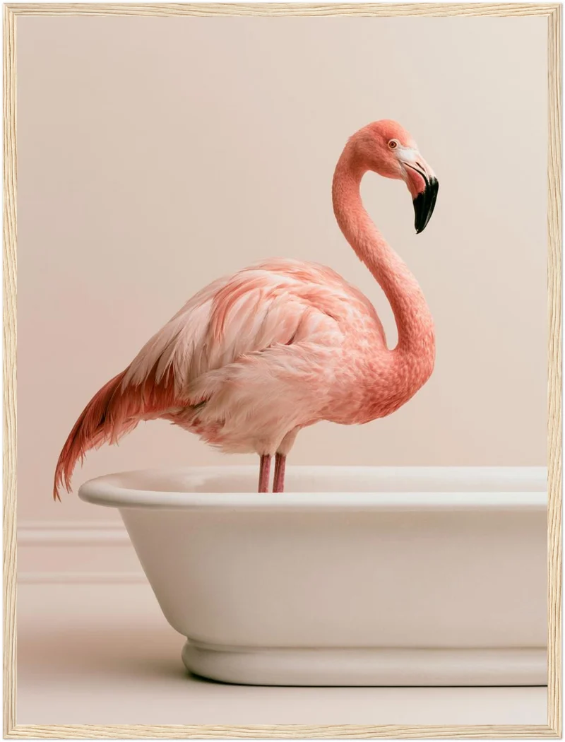 Flamingo in Badewanne Poster