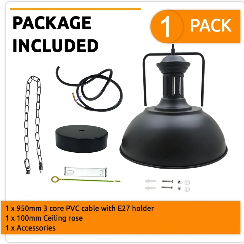LEDSONE Pendelleuchte Skandinavische Hängelampe E27 ~3271