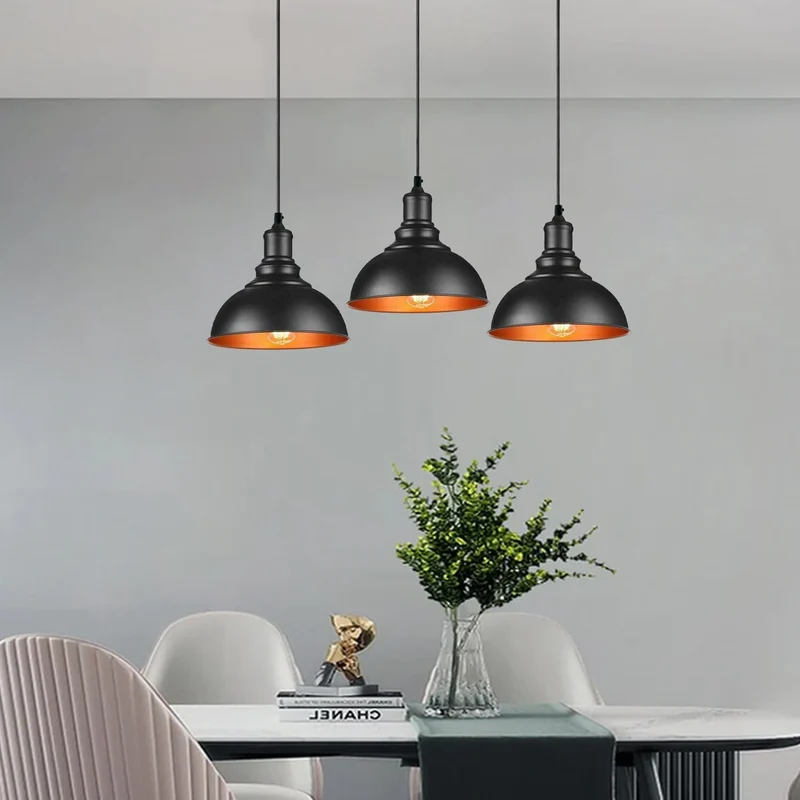 3-Licht Pendelleuchte Industrielle Hängelampe Schwarzer ~3278