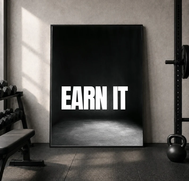 Earn It schwarz-weiß Typografie Leinwand