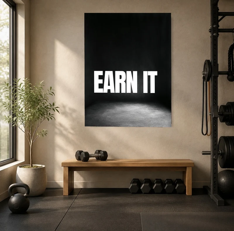 Earn It schwarz-weiß Typografie Poster