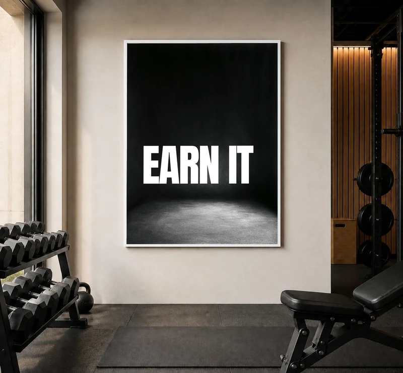 Earn It schwarz-weiß Typografie Poster