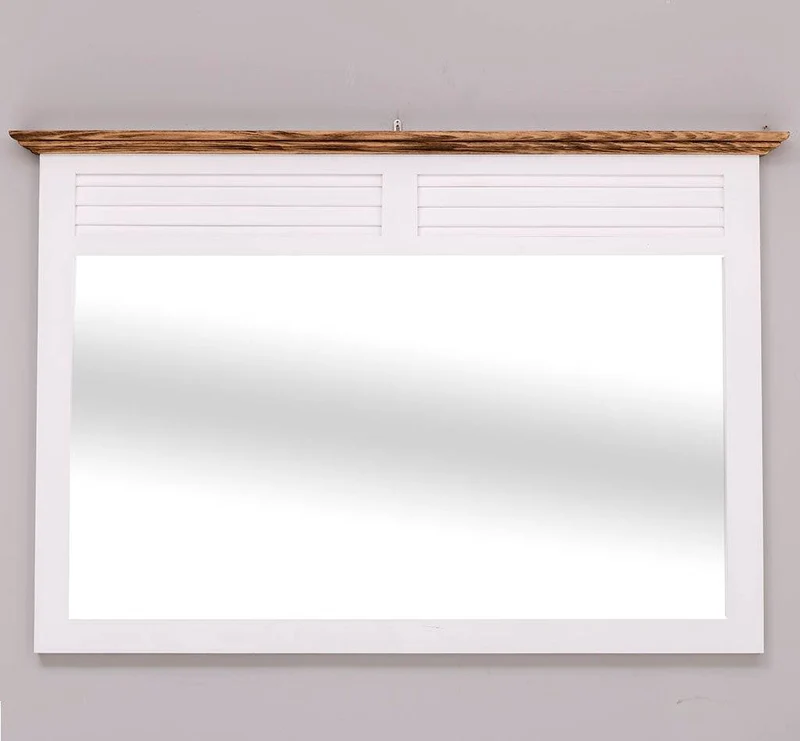 Wandspiegel aus Massivholz - klassisch mit Lamellen und Kranz