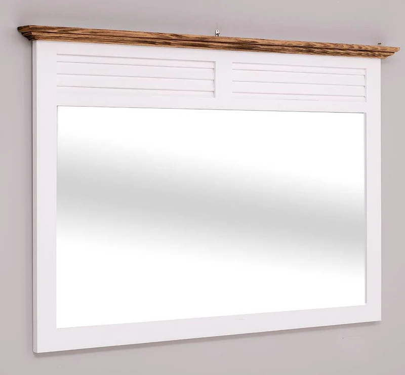 Wandspiegel aus Massivholz - klassisch mit Lamellen und Kranz