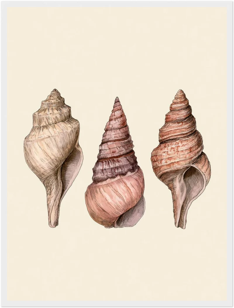 Drei Meeresschnecken Illustration Poster