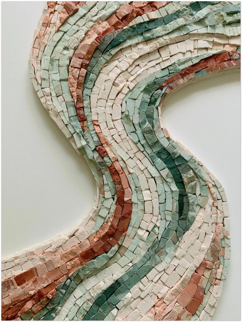 Mosaik Wellen Steinoptik Leinwand
