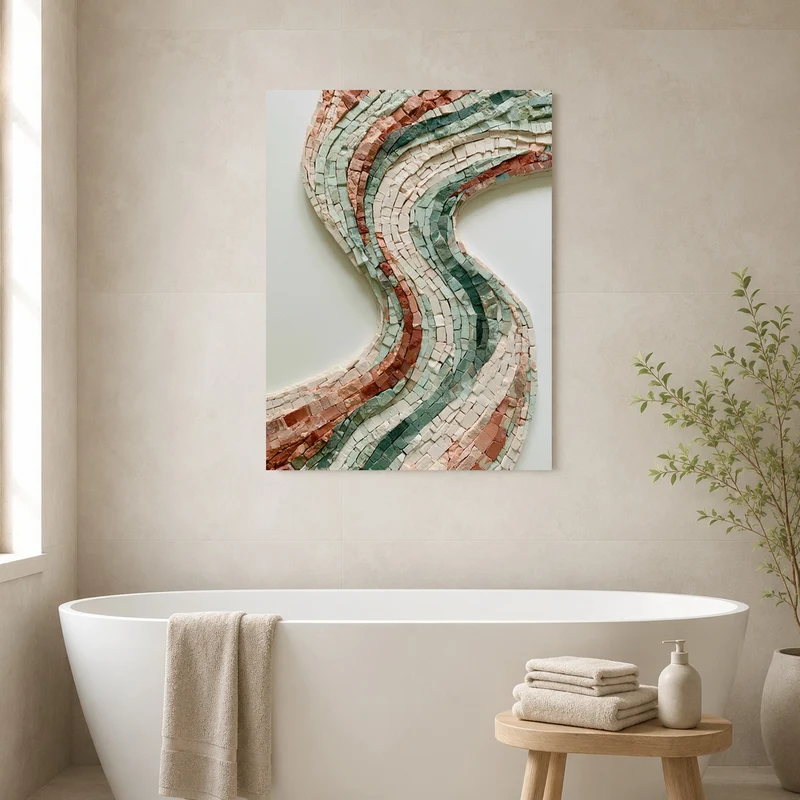 Mosaik Wellen Steinoptik Leinwand
