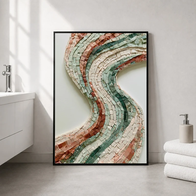 Mosaik Wellen Steinoptik Poster