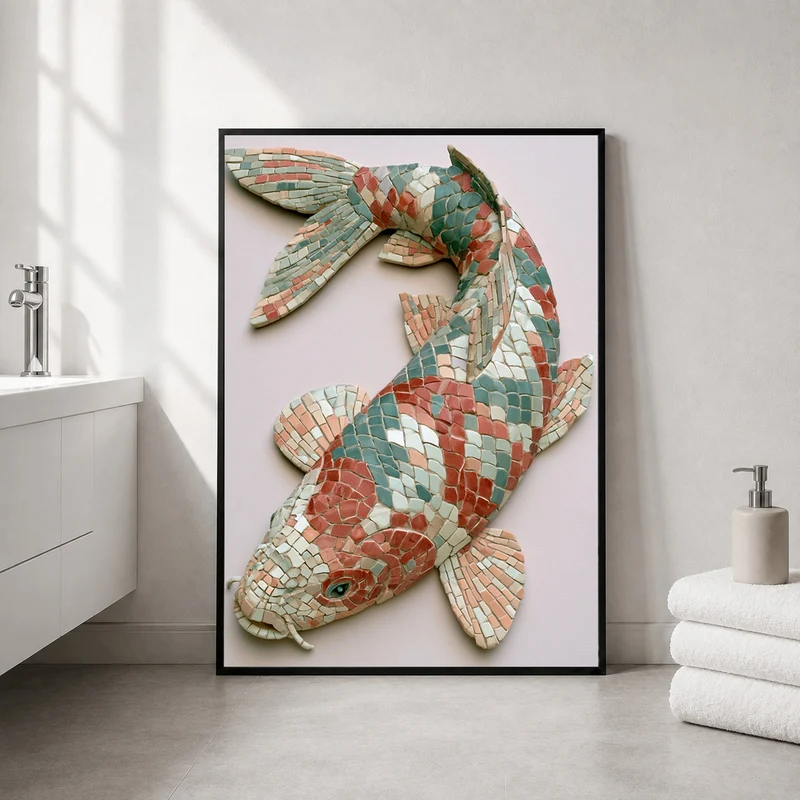 Koi Fisch Mosaik Poster