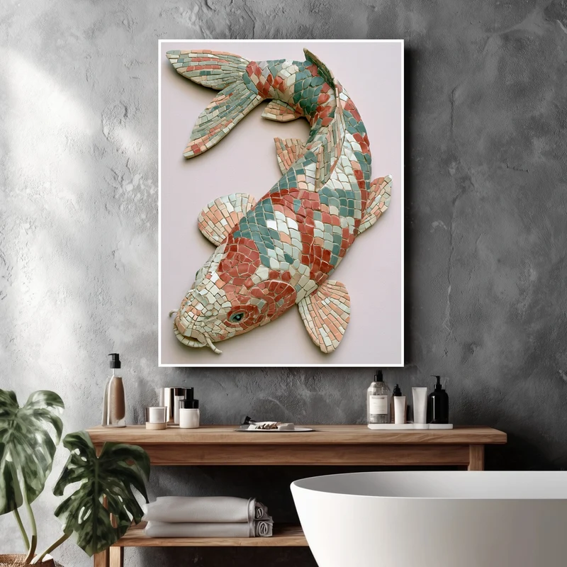 Koi Fisch Mosaik Poster