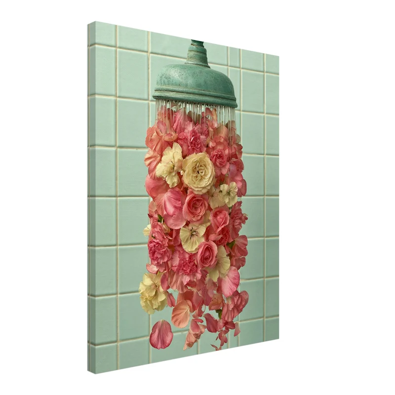 Duschkopf mit Rosen Leinwand