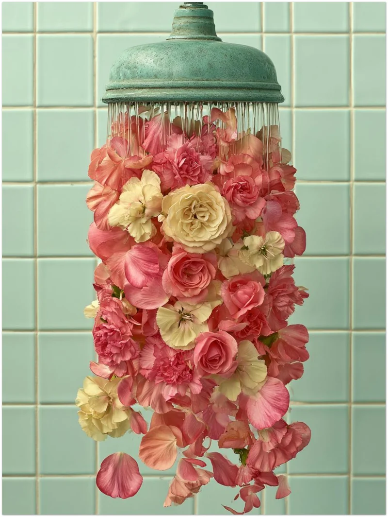 Duschkopf mit Rosen Poster
