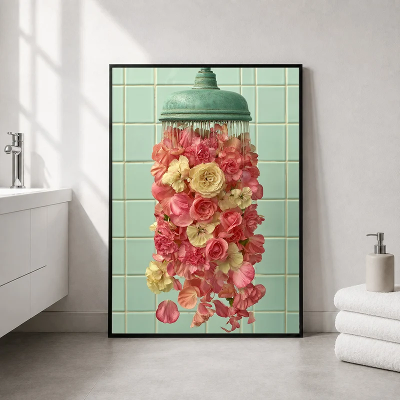 Duschkopf mit Rosen Poster