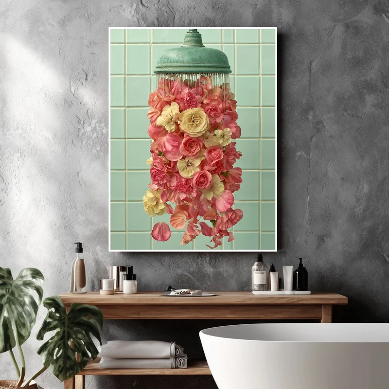 Duschkopf mit Rosen Poster