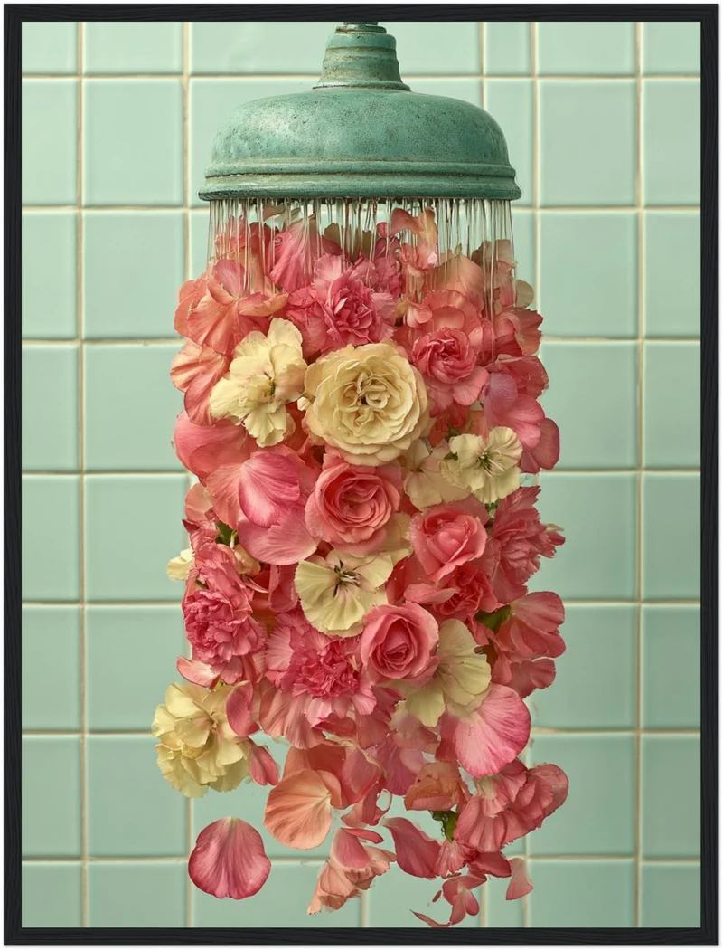 Duschkopf mit Rosen Poster