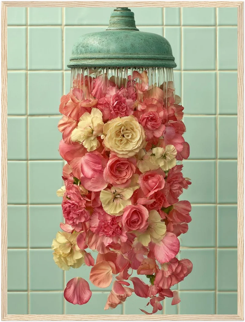 Duschkopf mit Rosen Poster