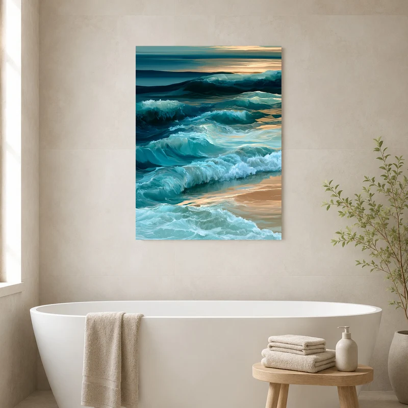 Meereswellen am Sandstrand Leinwand