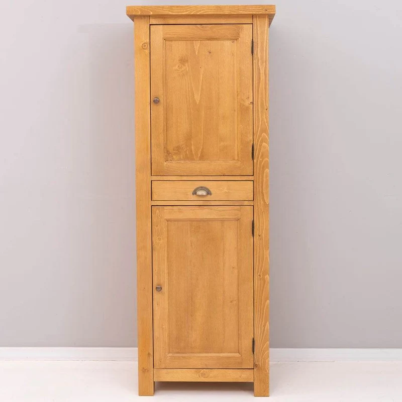 Zweitüriger Hochschrank aus Massivholz mit Schublade - Geschirrschrank