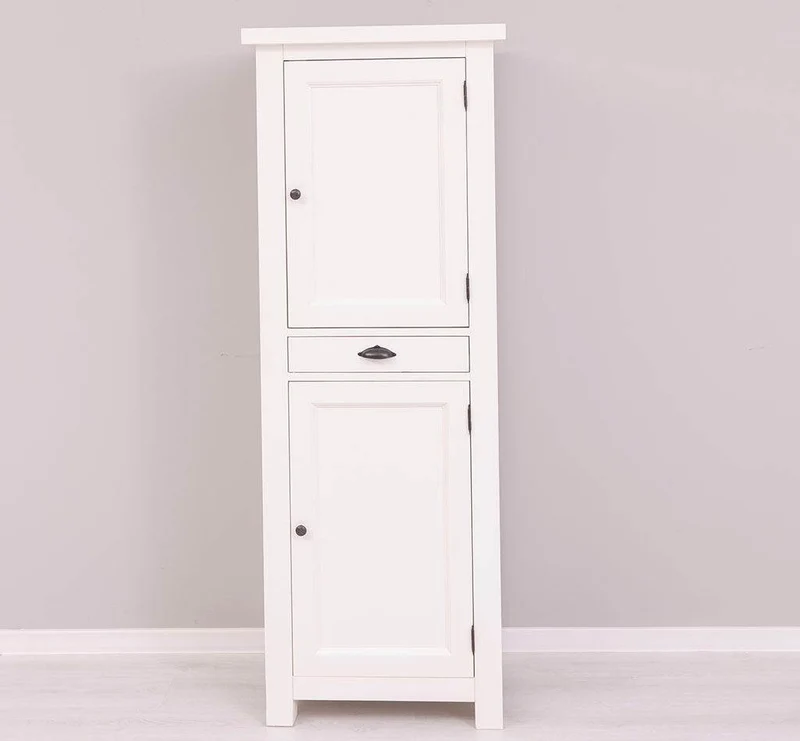 Zweitüriger Hochschrank aus Massivholz mit Schublade - Geschirrschrank