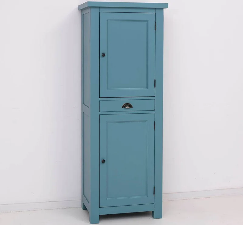 Zweitüriger Hochschrank aus Massivholz mit Schublade - Geschirrschrank