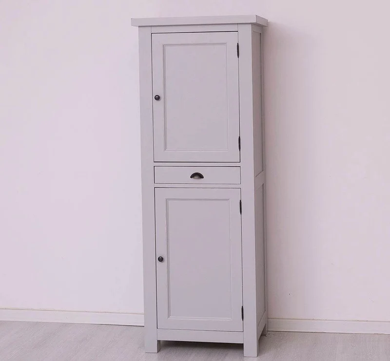 Zweitüriger Hochschrank aus Massivholz mit Schublade - Geschirrschrank