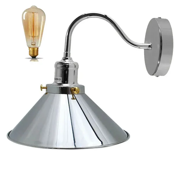 Vintage Stalllampe Messing – Industrie Schwanenhals Wandleuchte E27 ~3260