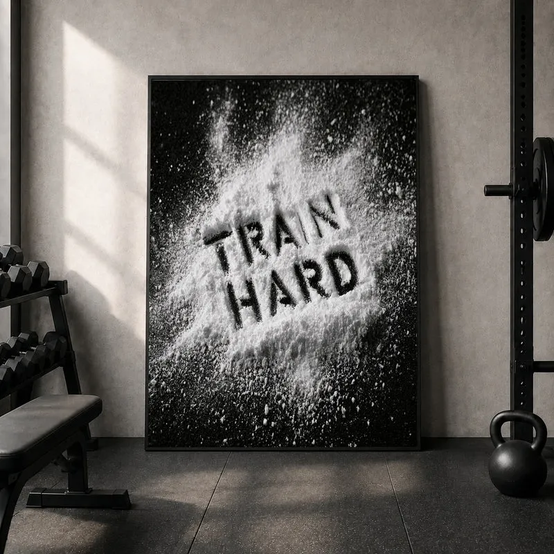 Train Hard Pulver-Schrift Poster