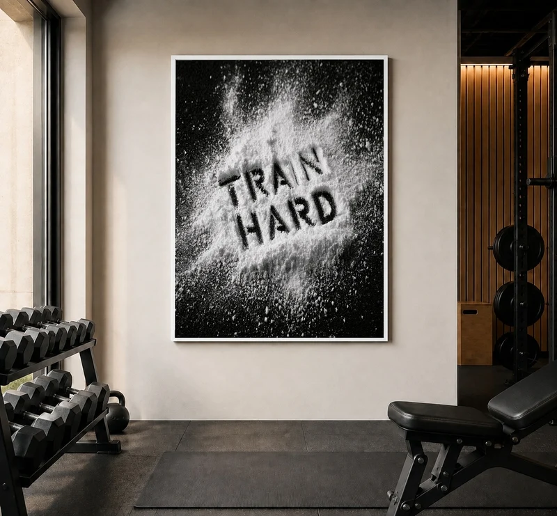 Train Hard Pulver-Schrift Poster