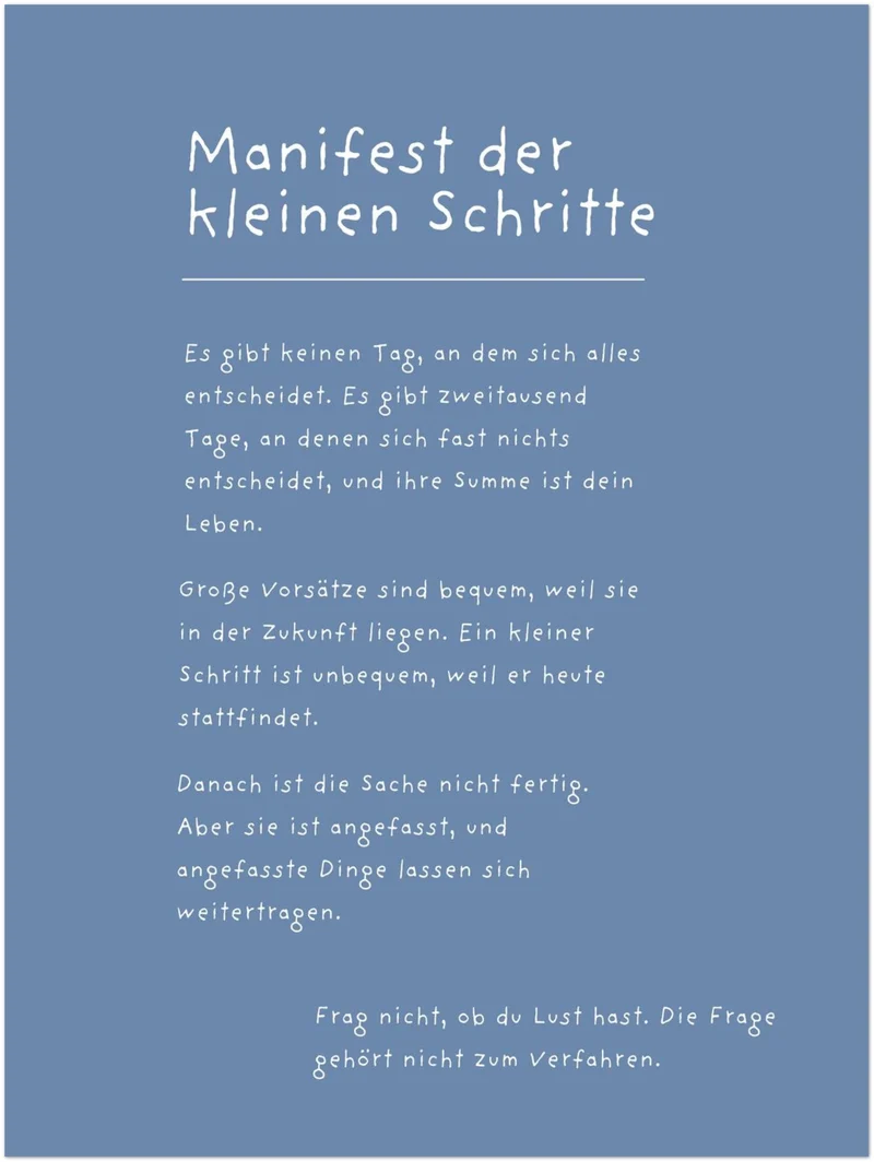Manifest der kleinen Schritte Poster