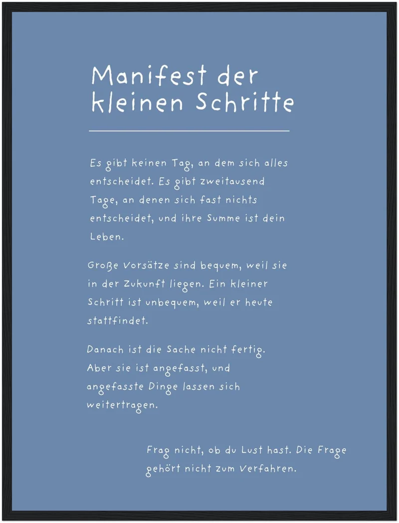 Manifest der kleinen Schritte Poster
