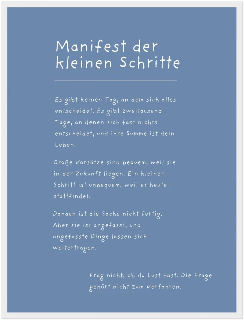 Manifest der kleinen Schritte Poster