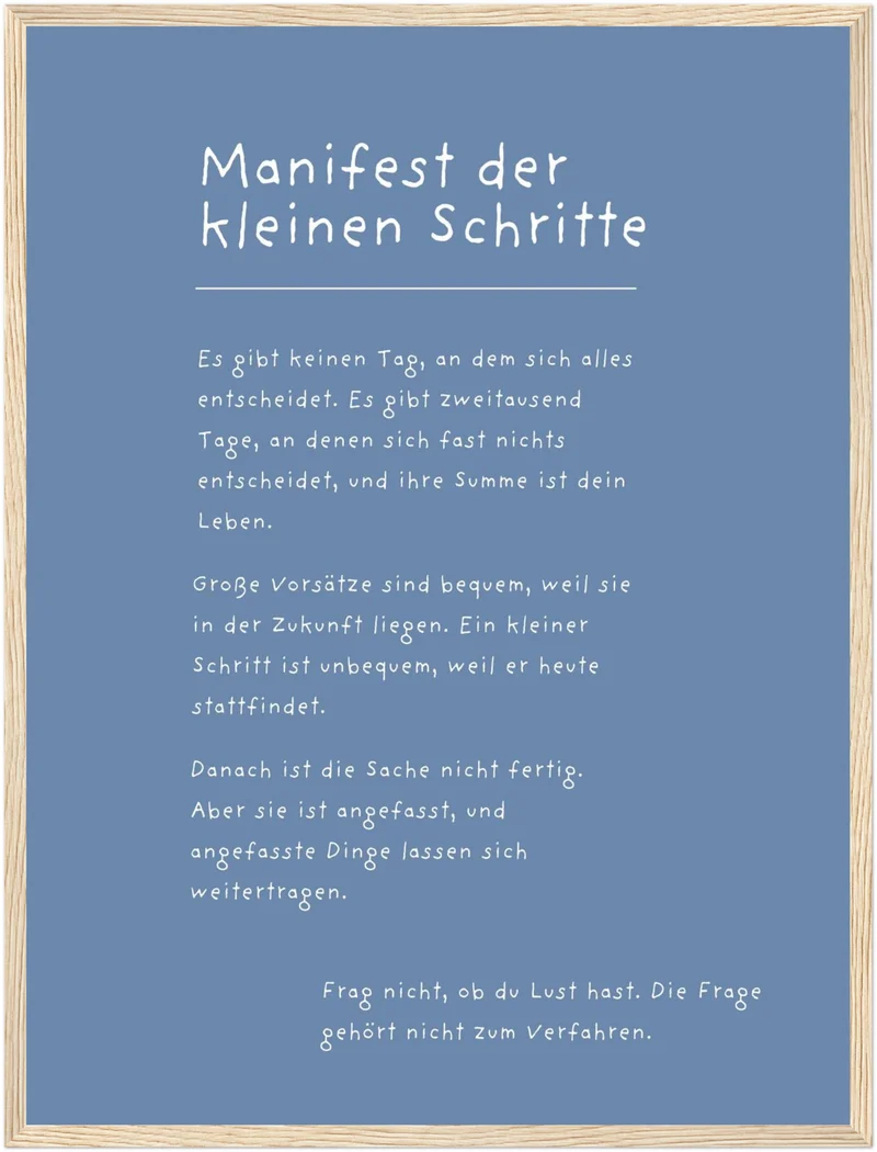 Manifest der kleinen Schritte Poster