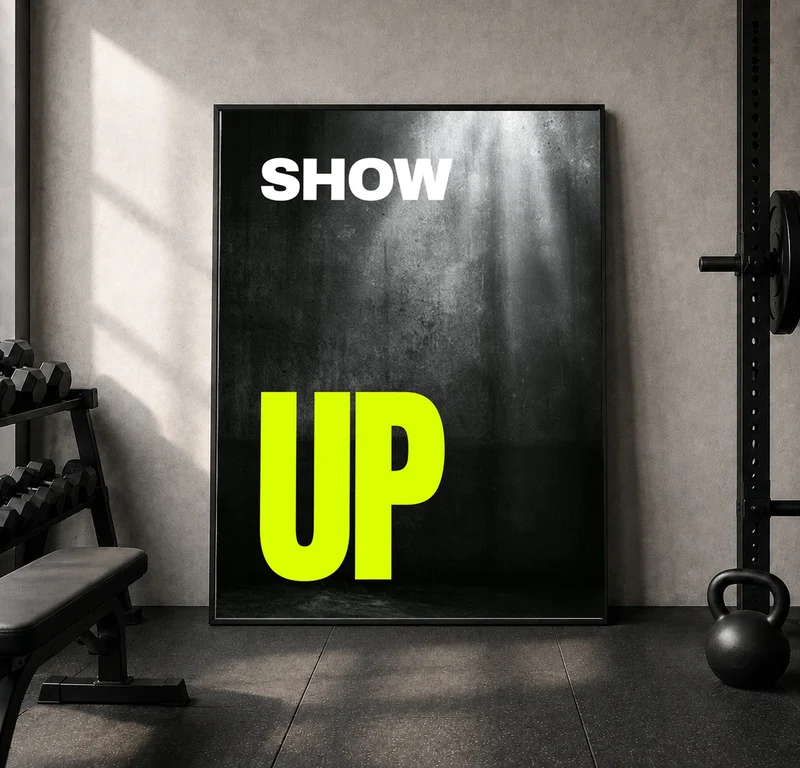Show Up – Neongelber Aufruf Leinwand