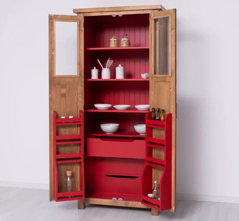 Buffetschrank aus Massivholz | Geschirrschrank- und Gewürzschrank mit Staufächern in den Türen