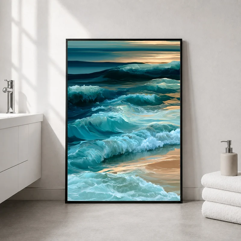 Meereswellen am Sandstrand Poster