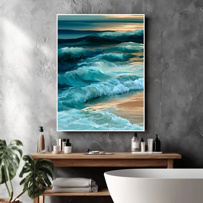 Meereswellen am Sandstrand Poster