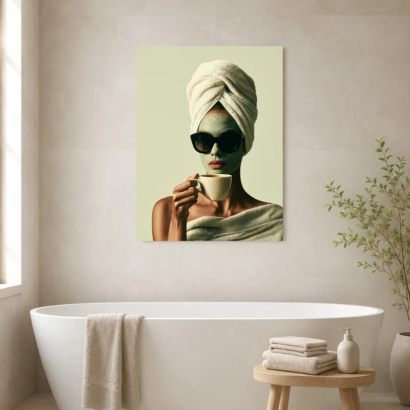 Frau mit Gesichtsmaske Kaffee Poster