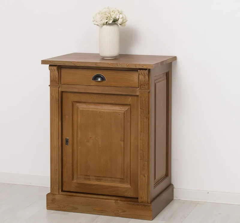 Kleine Kommode aus Massivholz - Nachttisch mit Schublade