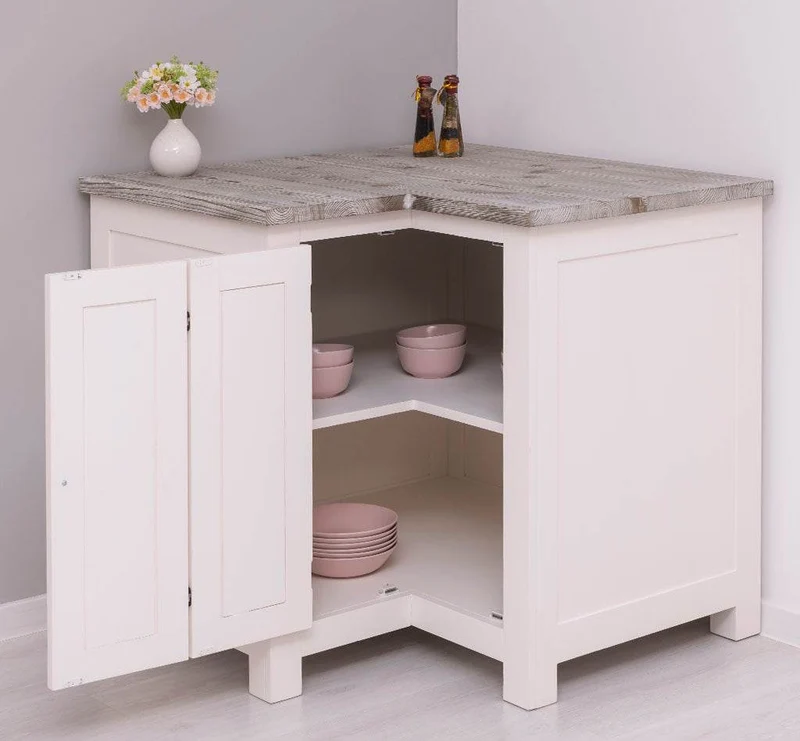 Kücheneckschrank aus Massivholz - Eckschrank mit Rondelloption