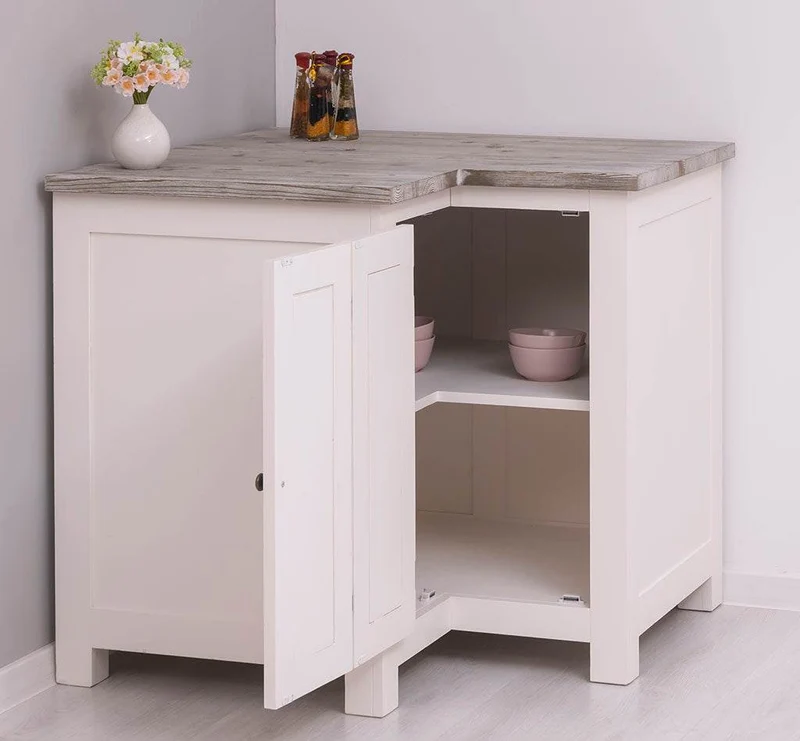 Kücheneckschrank aus Massivholz - Eckschrank mit Rondelloption