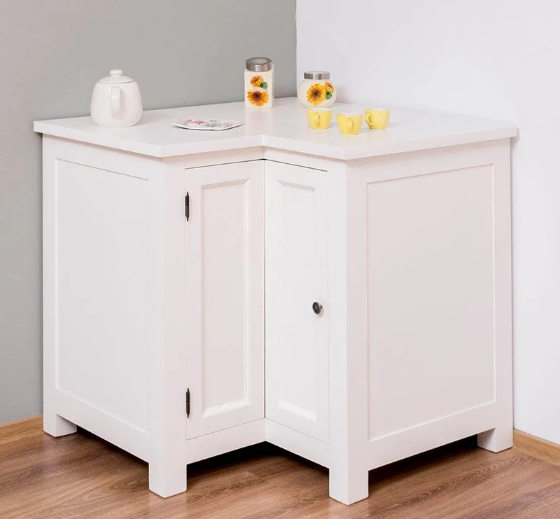 Kücheneckschrank aus Massivholz - Eckschrank mit Rondelloption