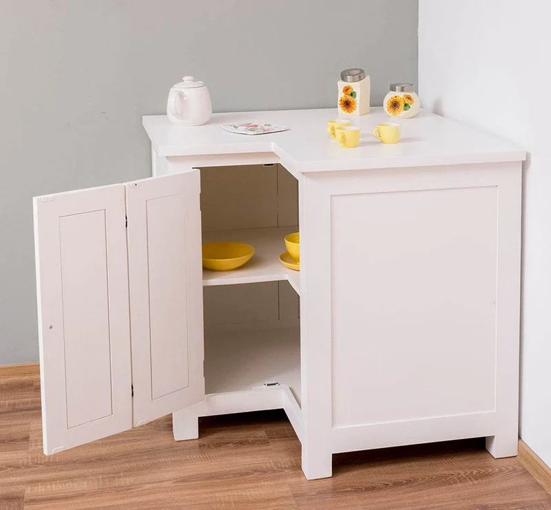 Kücheneckschrank aus Massivholz - Eckschrank mit Rondelloption