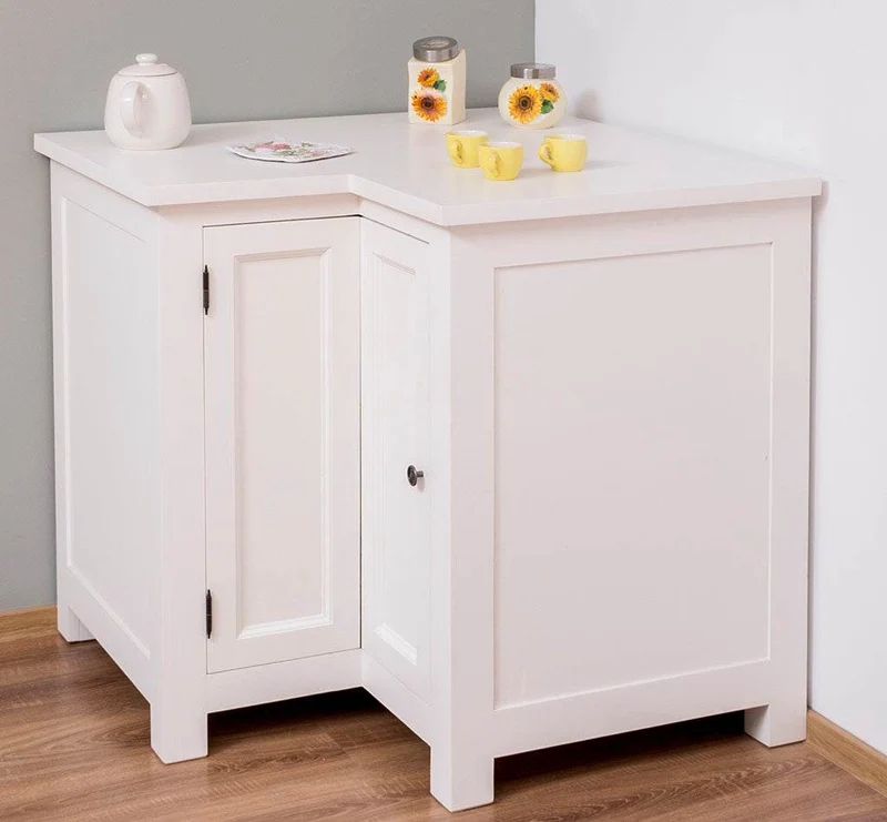 Kücheneckschrank aus Massivholz - Eckschrank mit Rondelloption