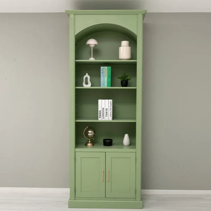 Gewölbter Wohnzimmerschrank aus Massivholz mit zwei Türen - 50 x 250