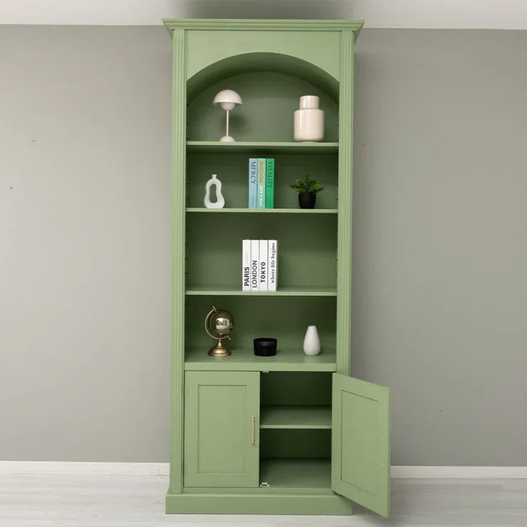 Gewölbter Wohnzimmerschrank aus Massivholz mit zwei Türen - 50 x 250