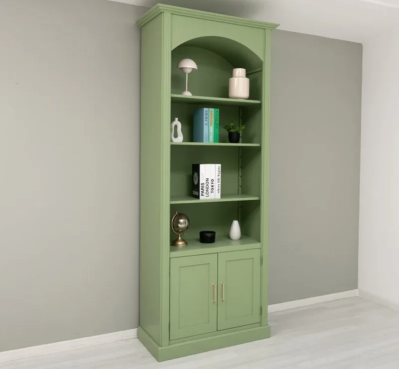 Gewölbter Wohnzimmerschrank aus Massivholz mit zwei Türen - 50 x 250