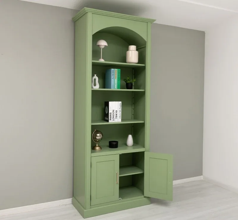 Gewölbter Wohnzimmerschrank aus Massivholz mit zwei Türen - 50 x 250