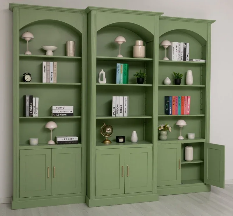 Gewölbter Wohnzimmerschrank aus Massivholz mit zwei Türen - 50 x 250